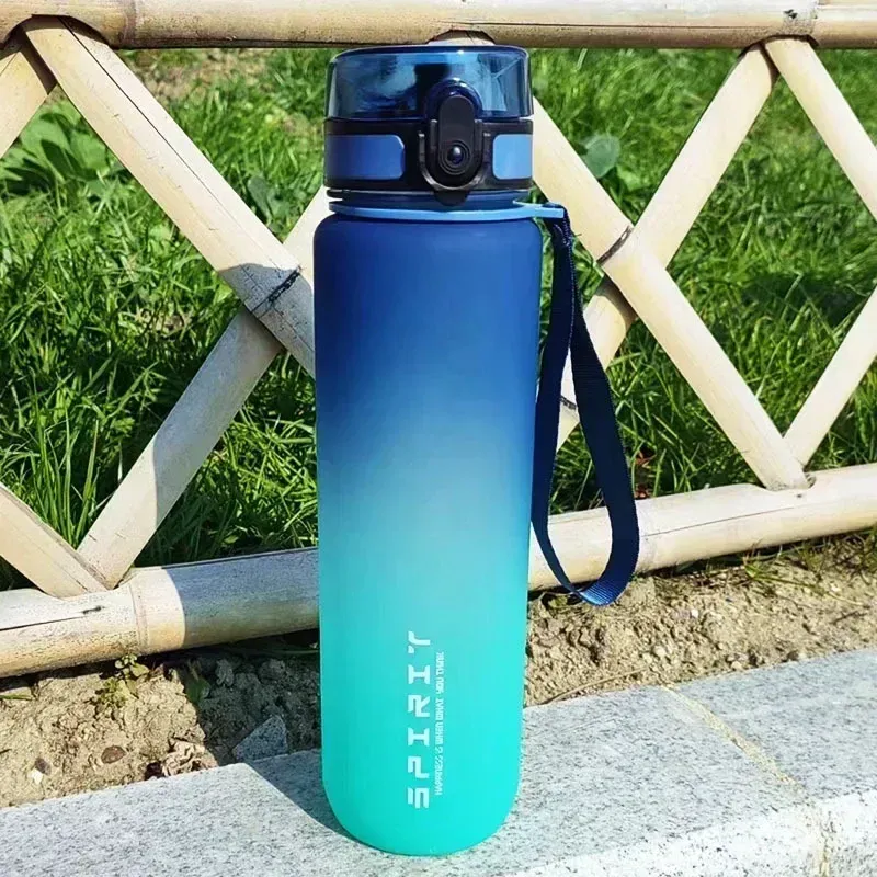 Gourde de sport de 1 litre, grande capacité, unisexe, gourde portable en plastique pour l'été, idéale pour les voyages et les activités de plein air, fitness 9
