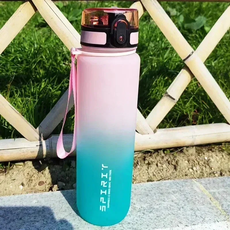 Gourde de sport de 1 litre, grande capacité, unisexe, gourde portable en plastique pour l'été, idéale pour les voyages et les activités de plein air, fitness 10