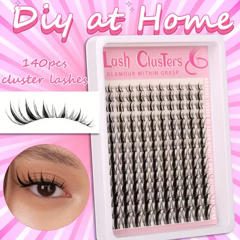 Faux cils de fée 8-18 mm, 140 pièces, cils manga, courbure C, cils droits pour extensions, mèches DIY, aspect naturel, effet mouillé, pointes effilées 6