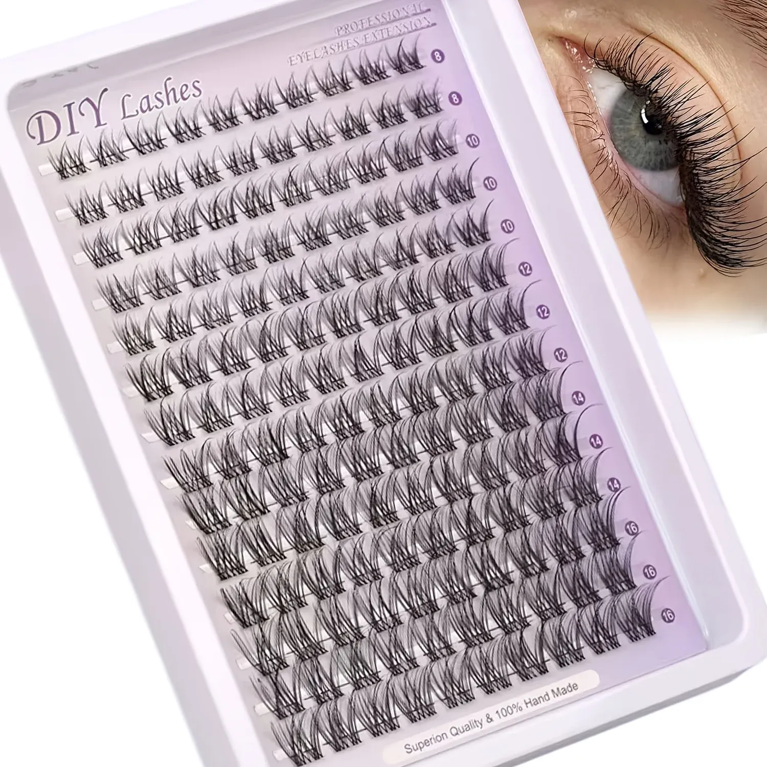Faux cils de fée 8-18 mm, 140 pièces, cils manga, courbure C, cils droits pour extensions, mèches DIY, aspect naturel, effet mouillé, pointes effilées 8