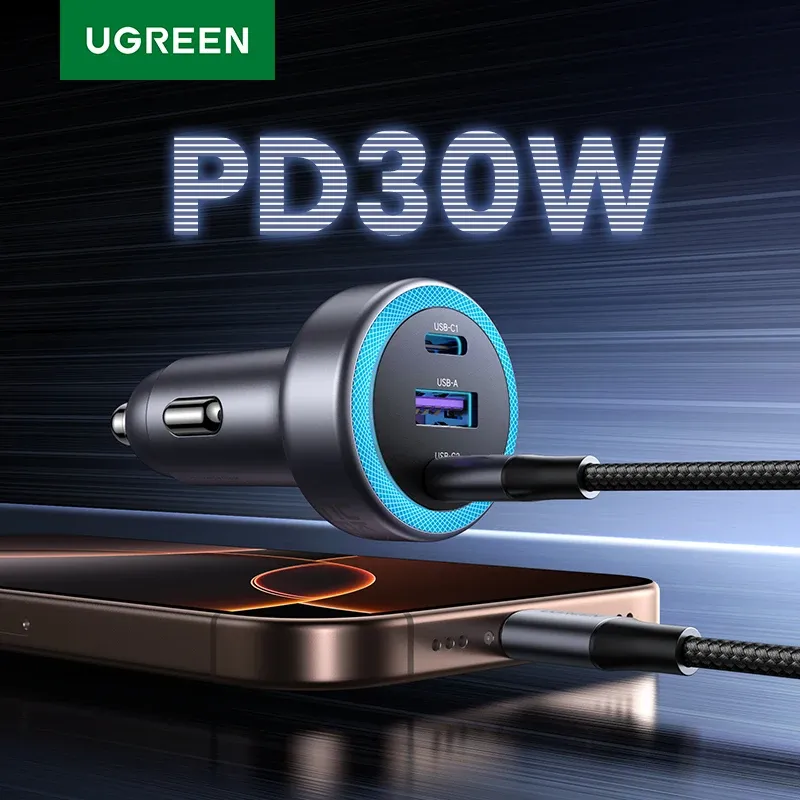 UGREEN Chargeur de voiture USB-C PD 30 W, charge rapide pour iPhone 15, 16 et 17 - Image 1
