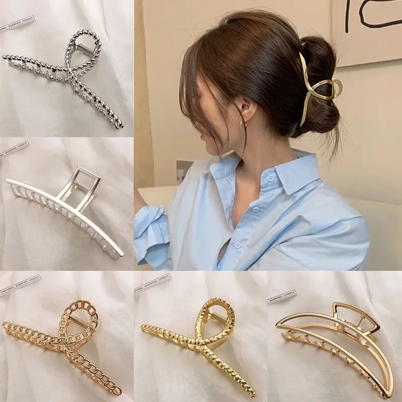 Pince à cheveux géométrique ajourée en métal pour femme - Image 1