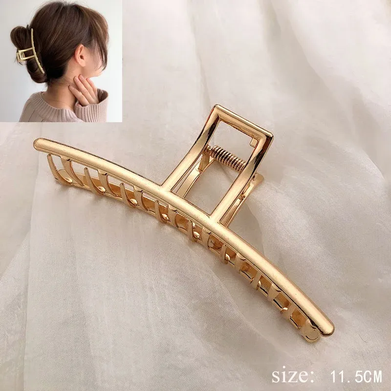 Pince à cheveux géométrique ajourée en métal pour femme 34