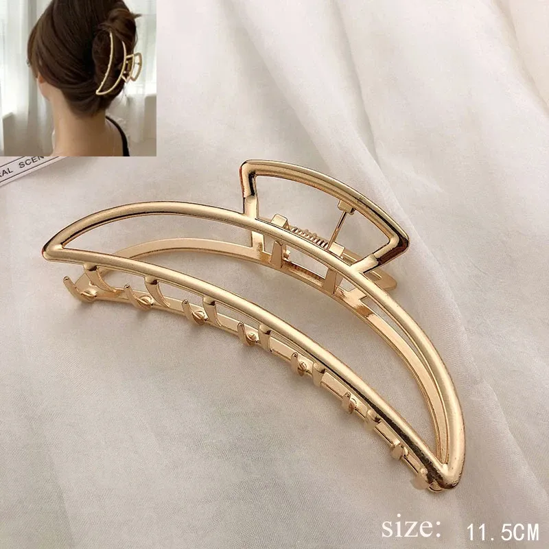 Pince à cheveux géométrique ajourée en métal pour femme 9