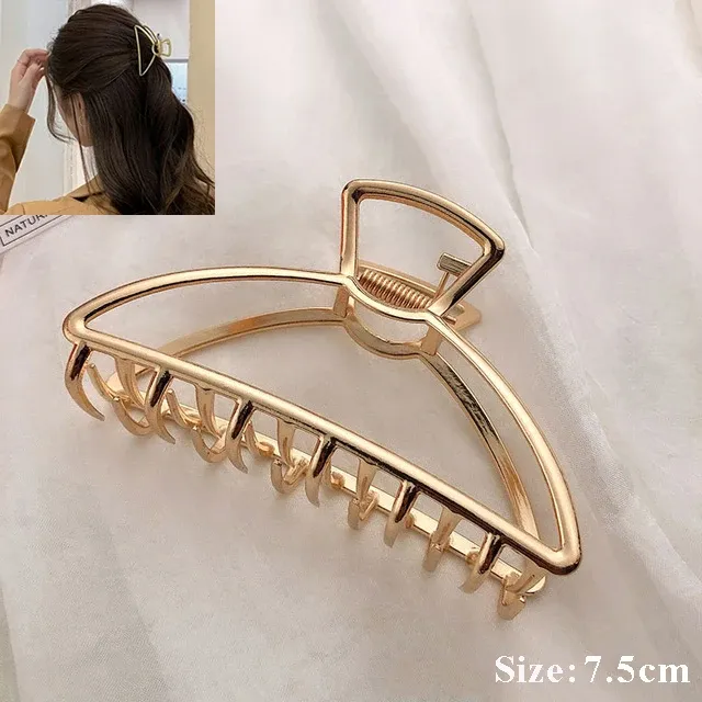 Pince à cheveux géométrique ajourée en métal pour femme 8