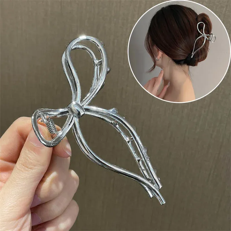 Pince à cheveux géométrique ajourée en métal pour femme 16