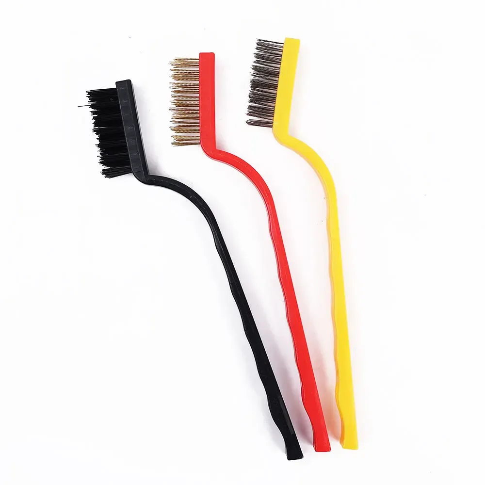 Lot de 3 brosses de nettoyage pour cuisinière à gaz en fil de cuivre et acier inoxydable 7