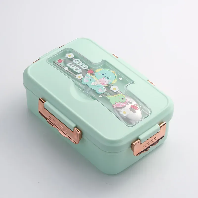 Boîte à déjeuner Bento pour enfants avec motif dinosaure kawaii, 3 compartiments, format sandwich et collation 7
