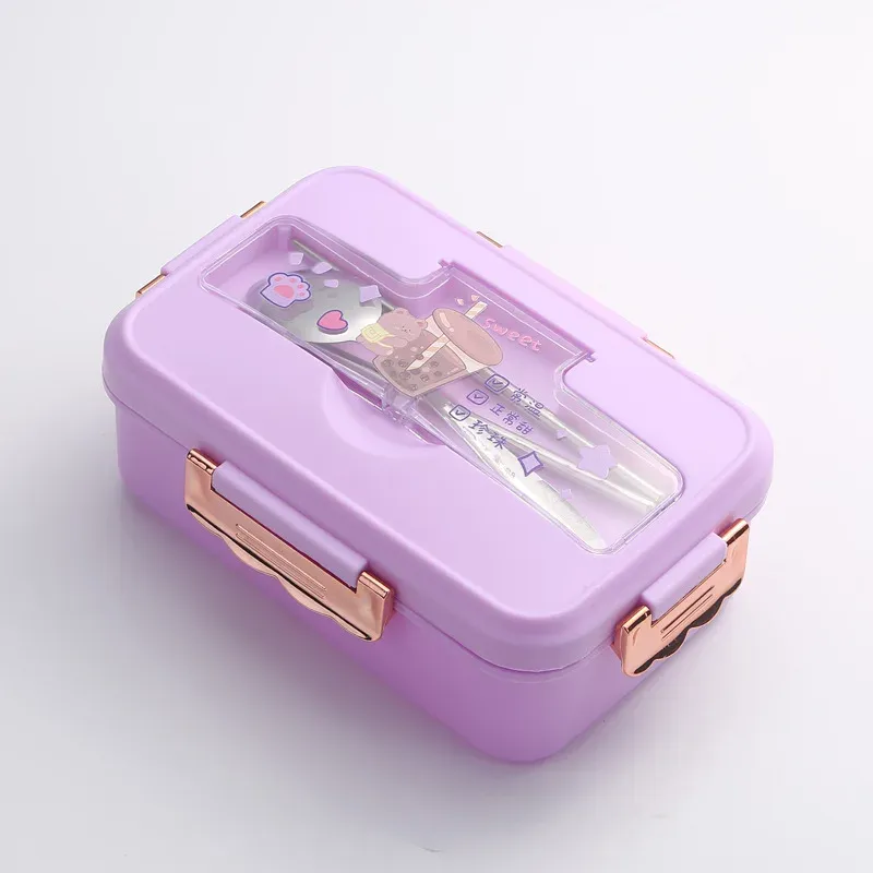 Boîte à déjeuner Bento pour enfants avec motif dinosaure kawaii, 3 compartiments, format sandwich et collation 10