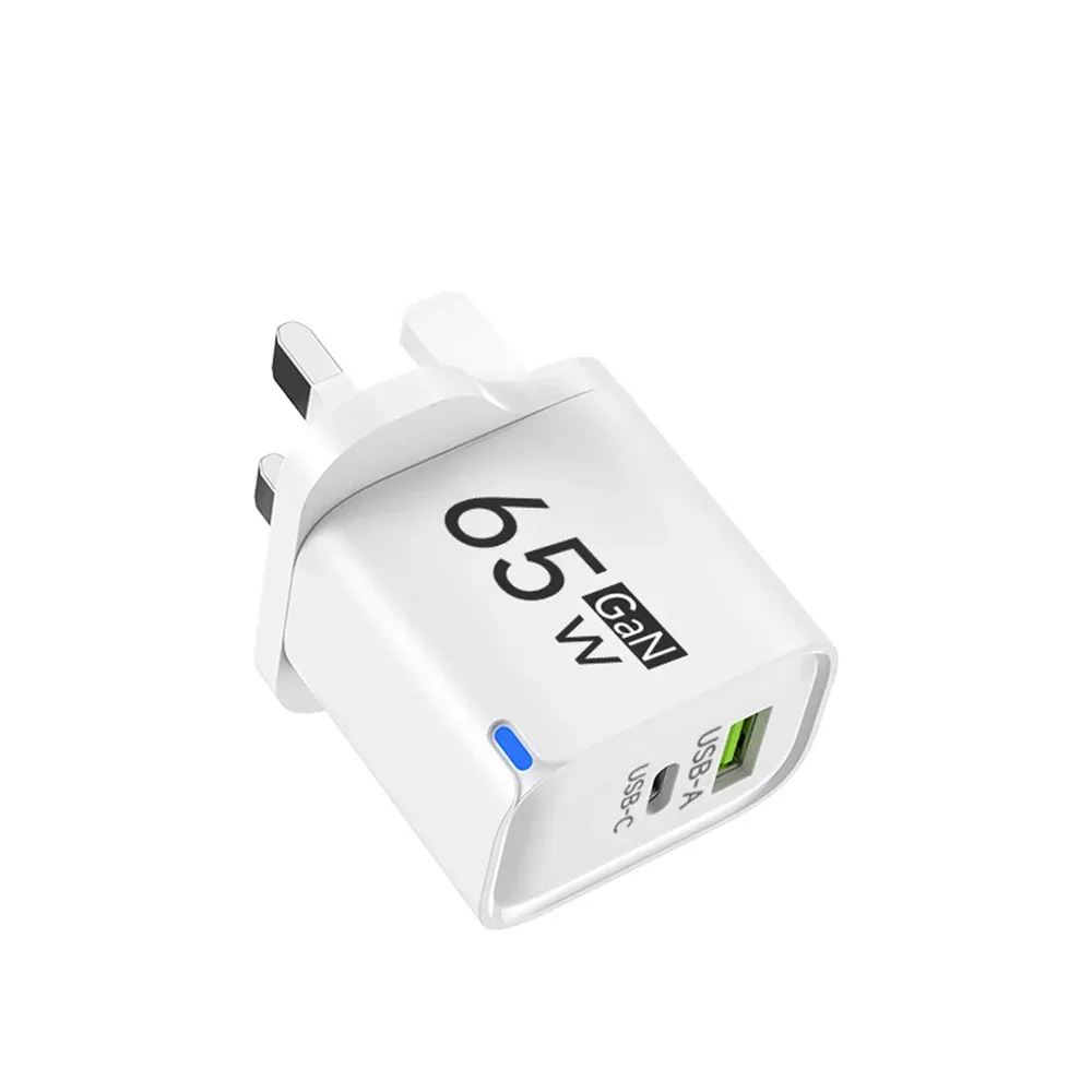 Chargeur USB-C GaN 65 W à 3 ports, adaptateur mural à charge rapide QC 3.0 pour smartphones, compatible iPhone, Samsung, Xiaomi et Huawei, prises UE, US et UK 7