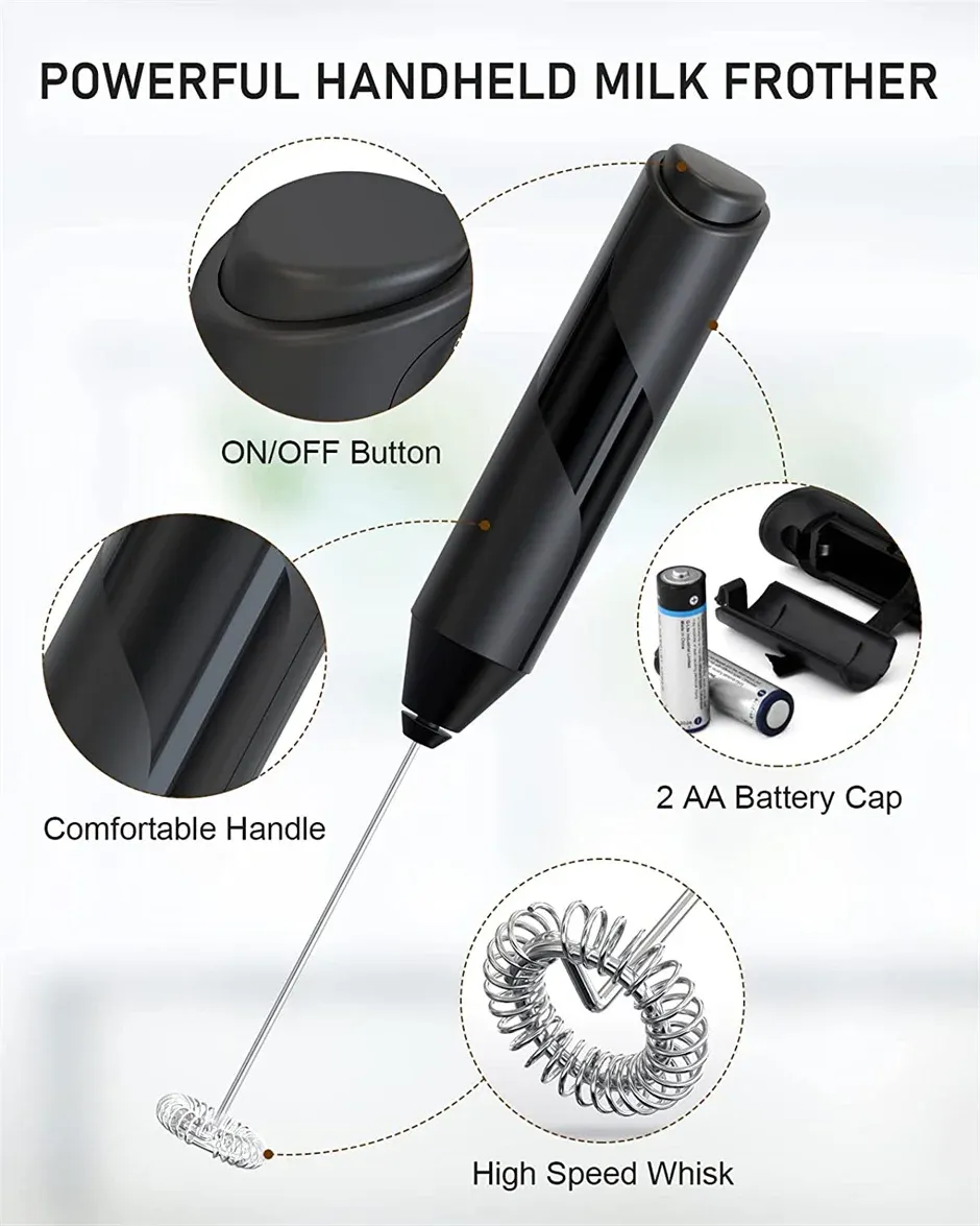 Mousseur à lait électrique portatif, mini fouet à boisson alimenté par batterie pour café 2