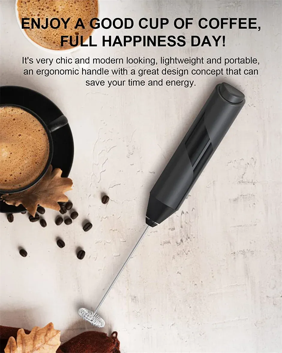 Mousseur à lait électrique portatif, mini fouet à boisson alimenté par batterie pour café 6
