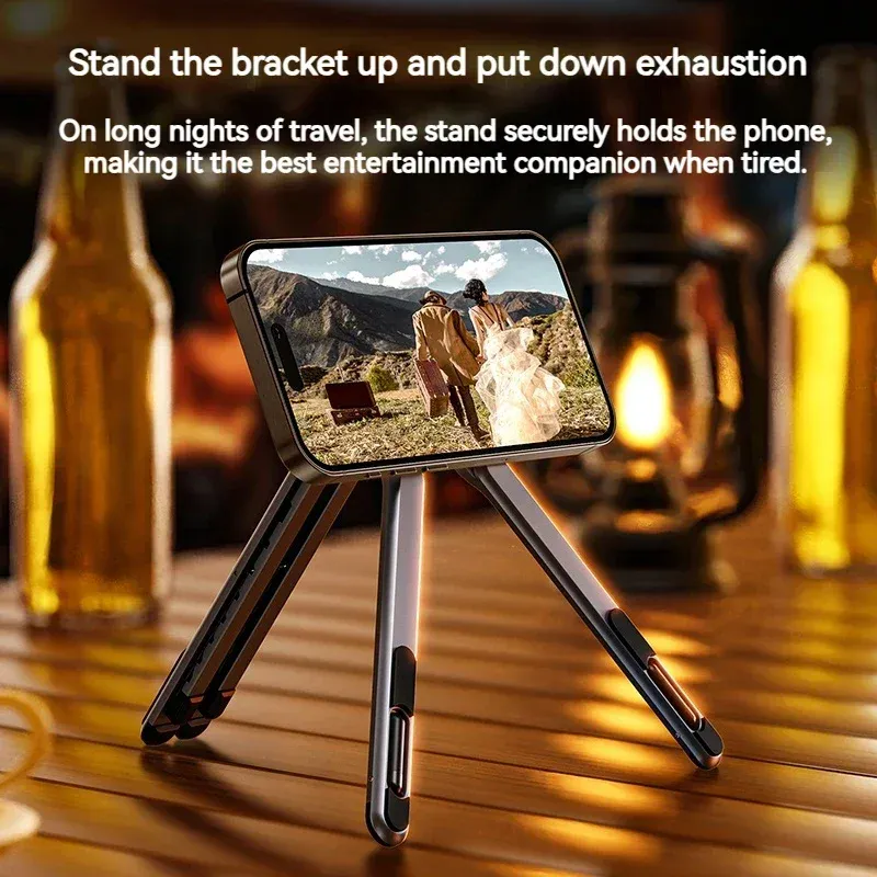 Support magnétique pliable en alliage d'aluminium pour ordinateur portable, réglable, à dissipation thermique optimisée, compatible téléphone et tablette 4
