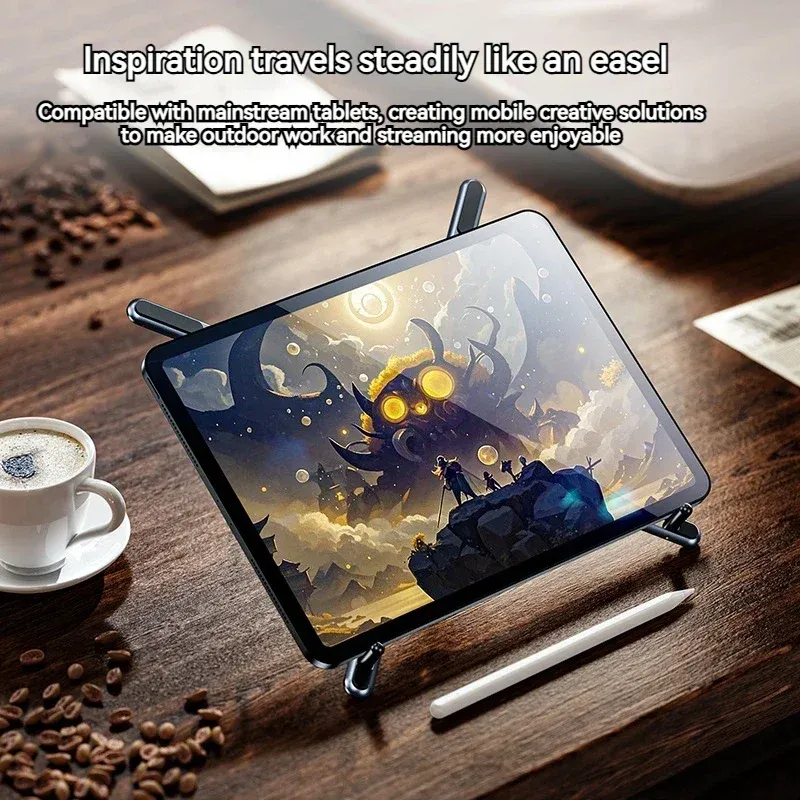 Support magnétique pliable en alliage d'aluminium pour ordinateur portable, réglable, à dissipation thermique optimisée, compatible téléphone et tablette 5