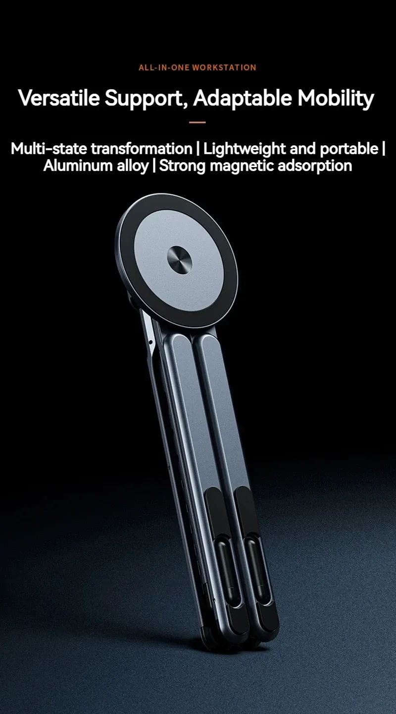 Support magnétique pliable pour ordinateur portable en aluminium
