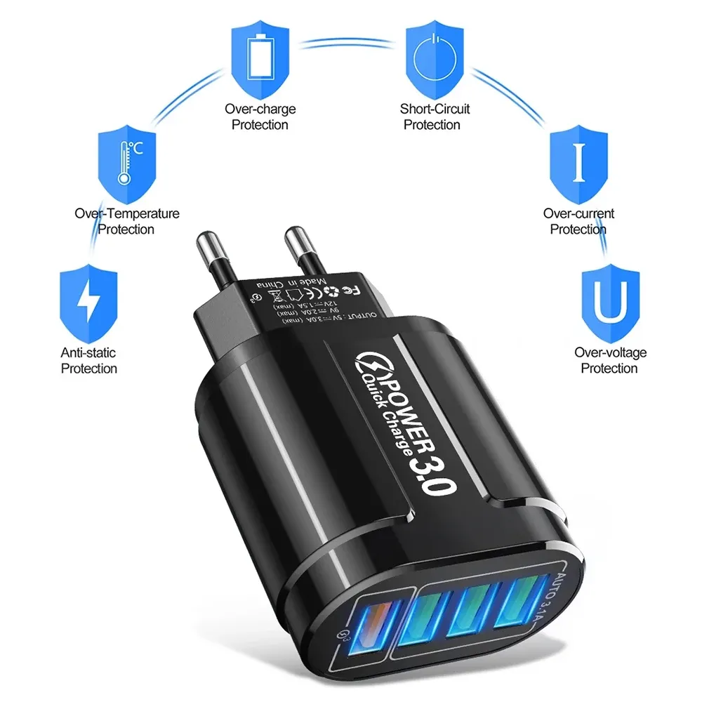 Chargeur de voyage portable à charge rapide, ports de charge