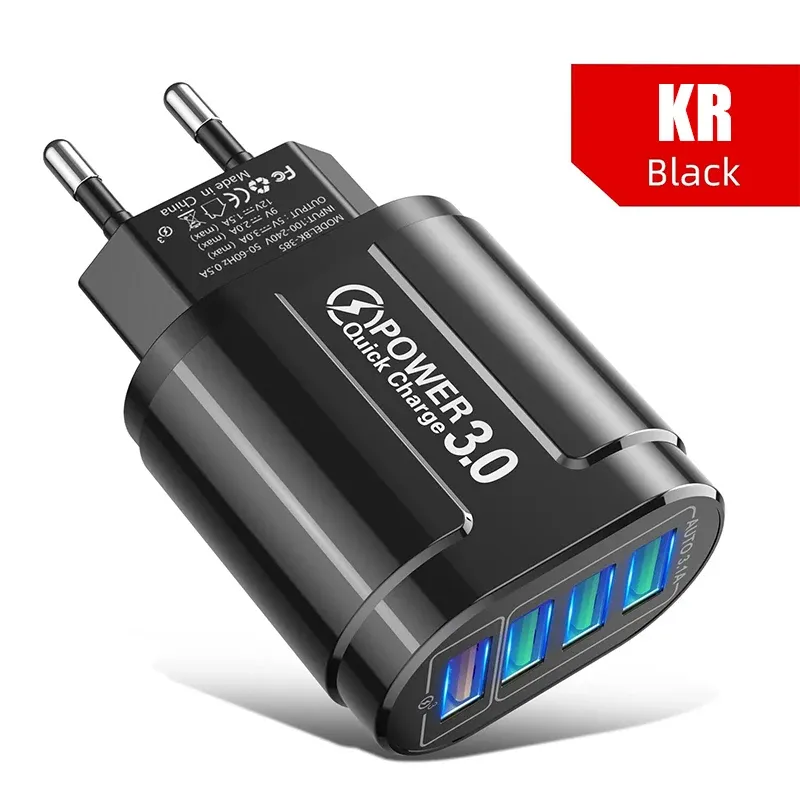 Chargeur de voyage portable QC 3.0 à charge rapide, 4 ports USB, 48 W, norme européenne, compatible Android, iPhone, Xiaomi et autres appareils 10
