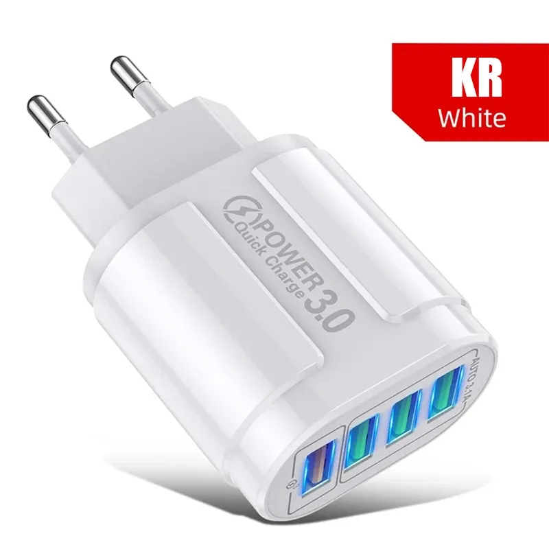 Chargeur de voyage portable QC 3.0 à charge rapide, 4 ports USB, 48 W, norme européenne, compatible Android, iPhone, Xiaomi et autres appareils 8