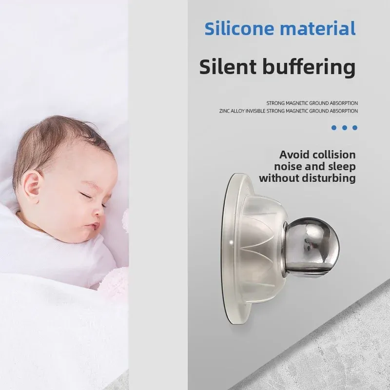 Butée de porte magnétique en silicone à fixation tactile, anti-collision et silencieuse, pour hôtel et domicile 2