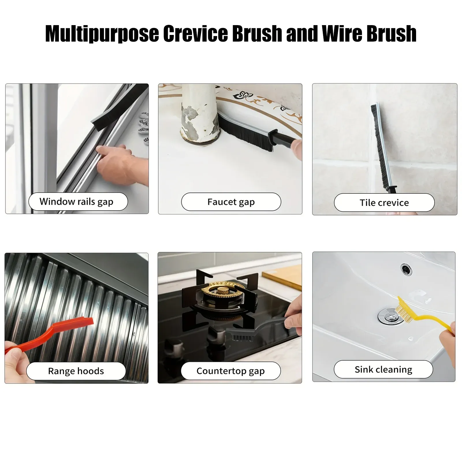 Brosse de nettoyage pour interstices à poils durs, outil de nettoyage des joints, coins de voiture, rainures de fenêtre et joints de carrelage de cuisine 2