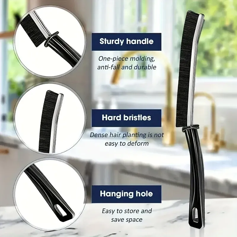 Brosse de nettoyage pour interstices à poils durs, outil de nettoyage des joints, coins de voiture, rainures de fenêtre et joints de carrelage de cuisine 3