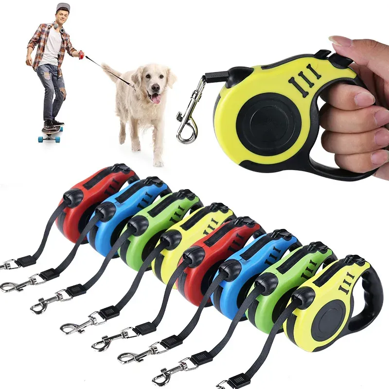 Laisse rétractable automatique pour chien, 3 m et 5 m, pour petite, moyenne et grande race 2