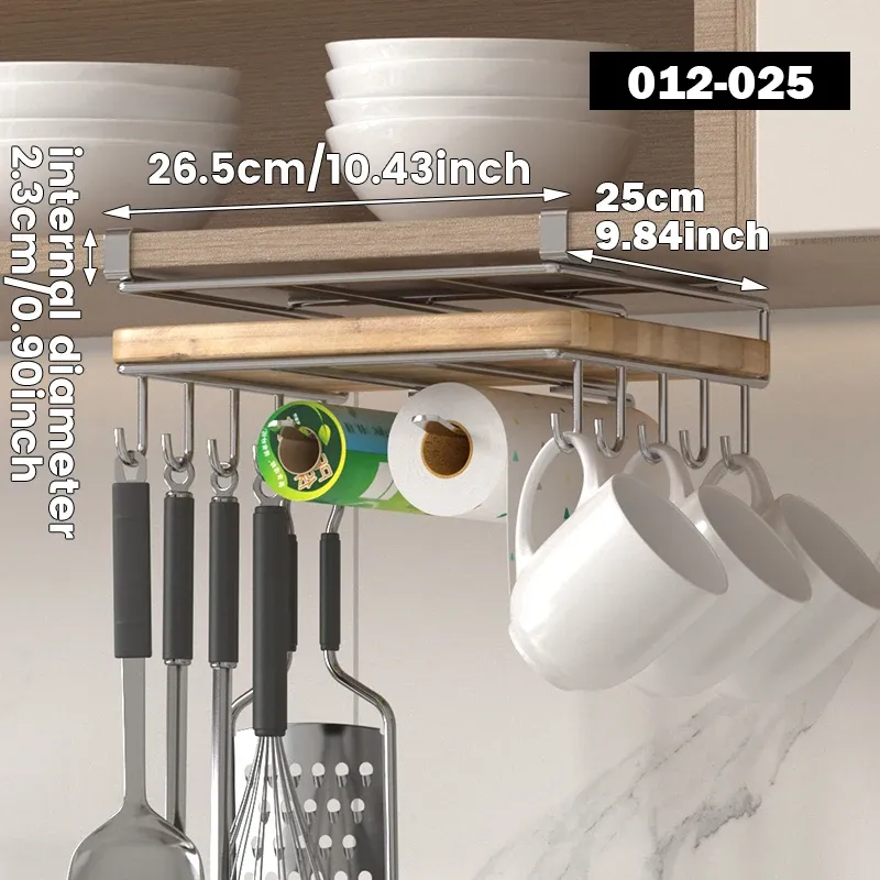 Support de rangement suspendu sous armoire en acier inoxydable pour planches à découper, couvercles de casseroles et ustensiles de cuisine 9
