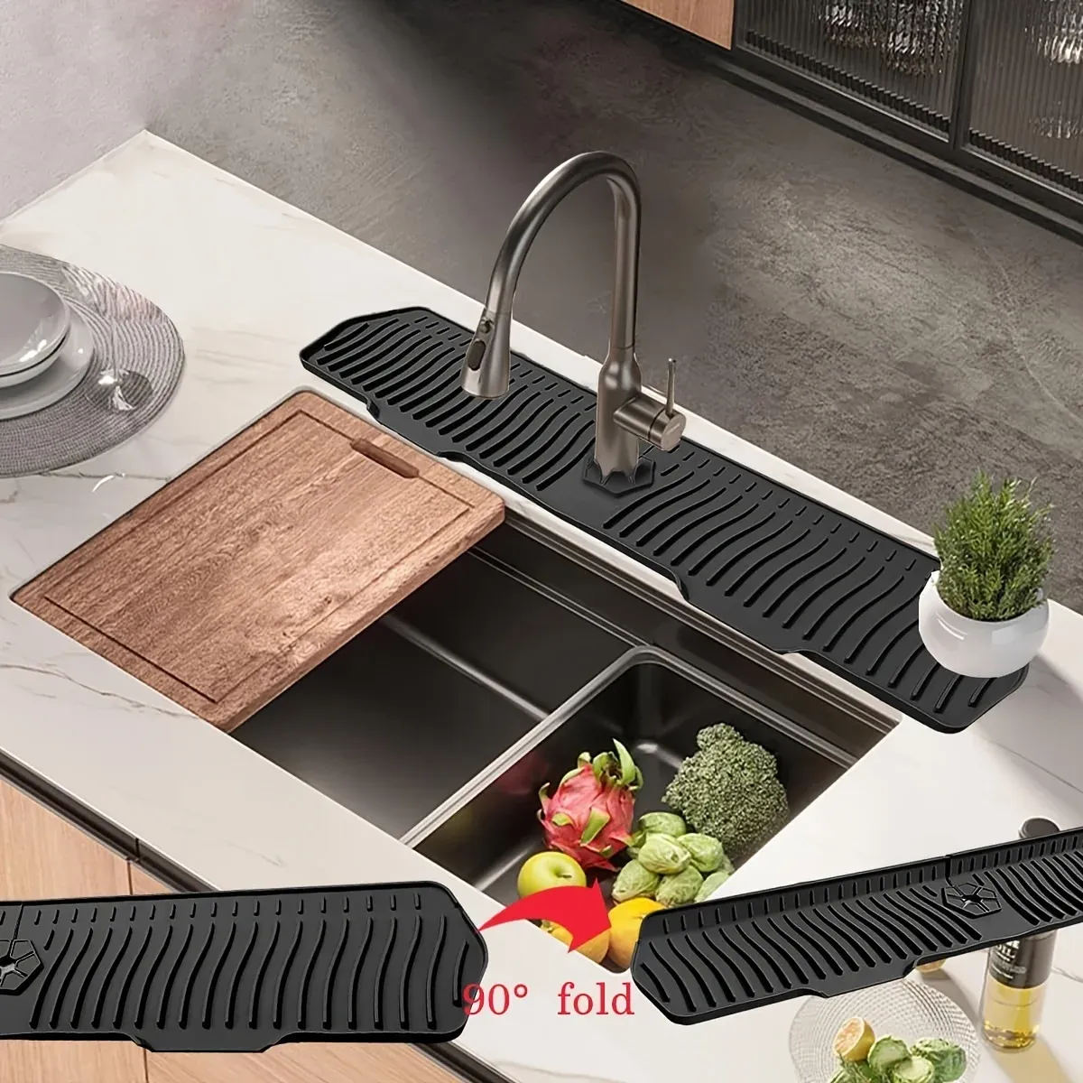 Tapis de protection pour robinet d'évier au design épuré