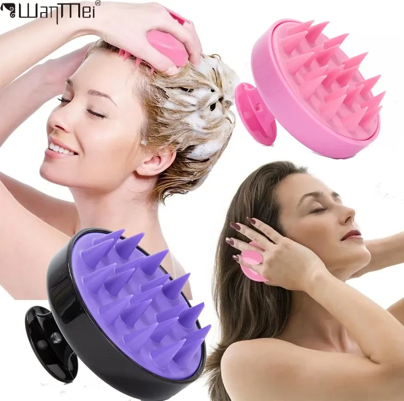 Brosse de shampoing en silicone pour cuir chevelu, massage antiprurigineux, peigne de lavage des cheveux, nettoyage du corps, exfoliant, brosse de bain, outil de coiffure - Image 1