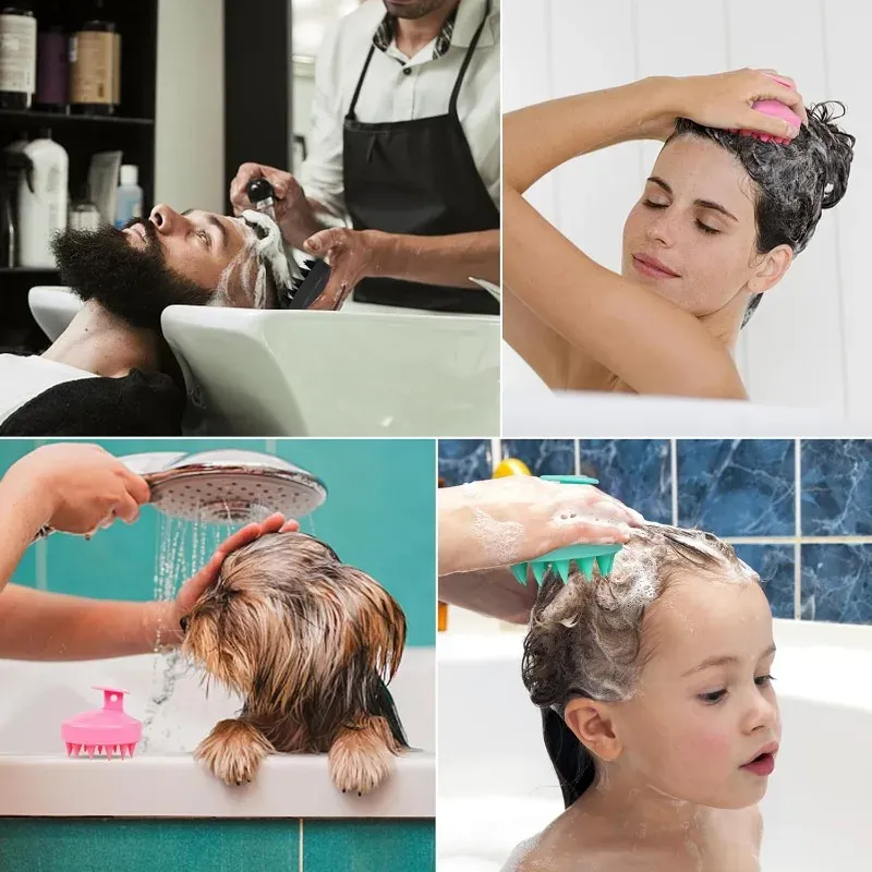 Brosse de shampoing en silicone pour cuir chevelu, massage antiprurigineux, peigne de lavage des cheveux, nettoyage du corps, exfoliant, brosse de bain, outil de coiffure 4