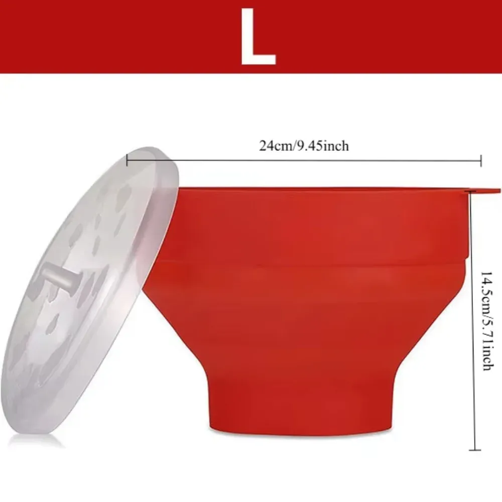 Bol à pop-corn pliable en silicone pour micro-ondes avec couvercle 6