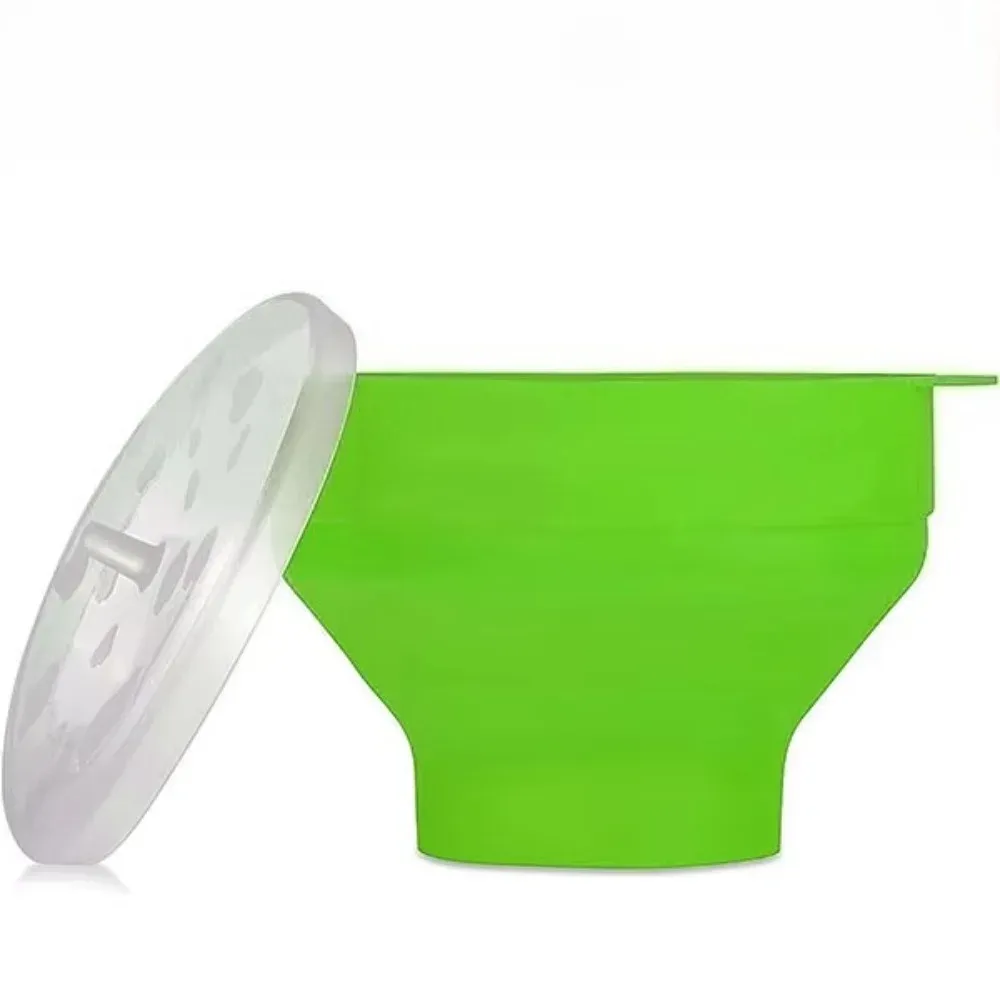 Bol à pop-corn pliable en silicone pour micro-ondes avec couvercle 7