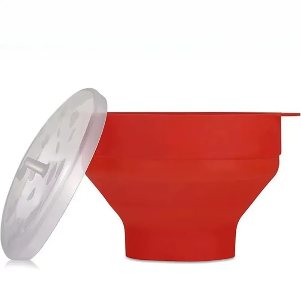 Bol à pop-corn pliable en silicone pour micro-ondes avec couvercle 8