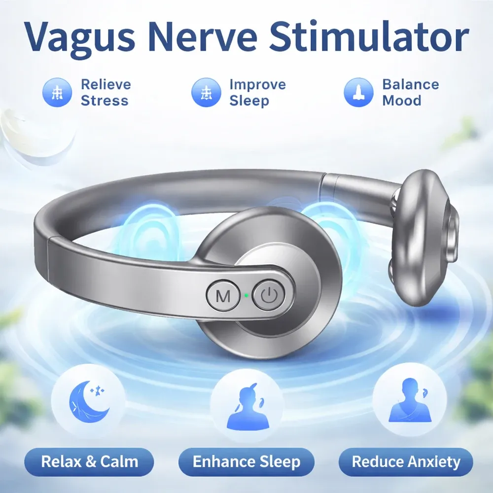 Stimulateur intelligent du nerf vague et masseur cervical – Masseur de cou à impulsions basse fréquence, 4 modes : Relaxation, Sommeil, Concentration, Récupération 5