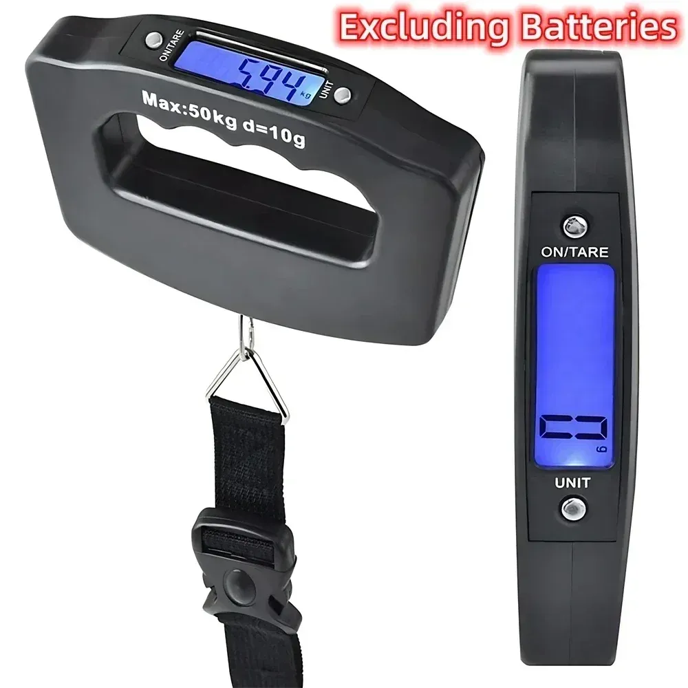 Balance numérique portable à écran LCD pour bagages, 50 kg / 110 lb, pour valise et sac de voyage, avec crochet de pesée pour poisson et balance suspendue 8