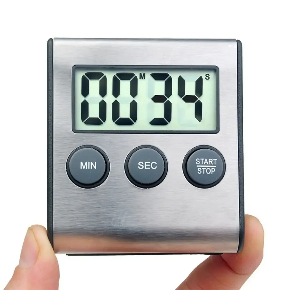 Minuteur de cuisine numérique magnétique avec support rétractable, alarme puissante, compte à rebours et chronomètre, étanche, pour la cuisson et le sport - Image 1