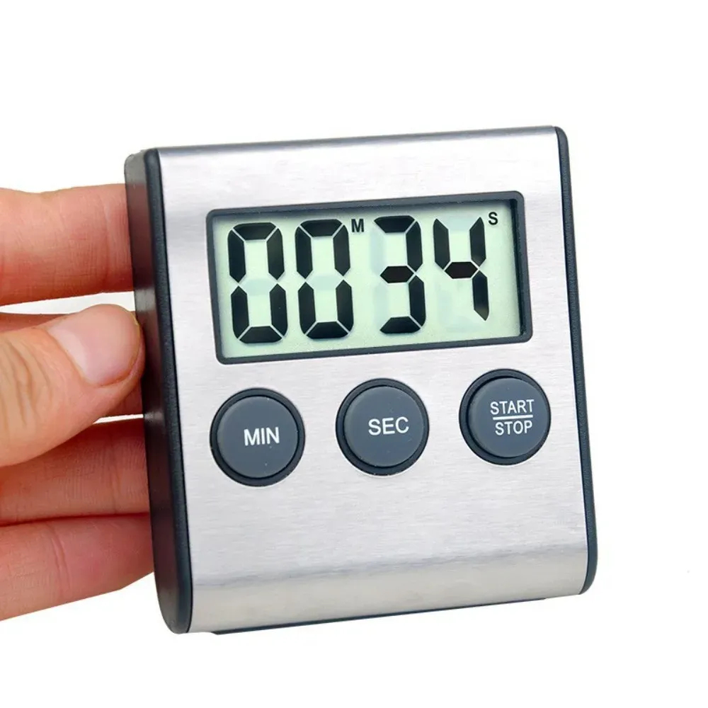 Minuteur de cuisine numérique magnétique avec support rétractable, alarme puissante, compte à rebours et chronomètre, étanche, pour la cuisson et le sport 7