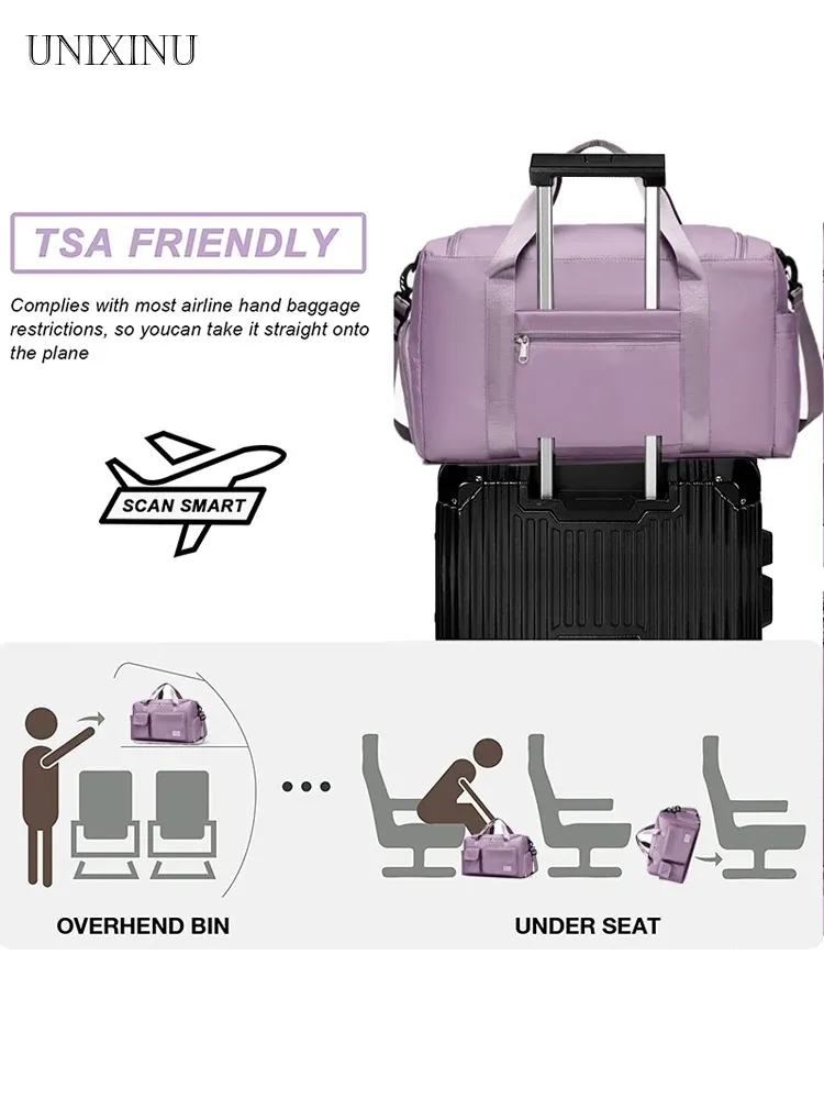 Sac de voyage à main grande capacité pour week-end, sac de sport de nuit avec compartiment à chaussures, sac de sport et de fitness pour femme 5