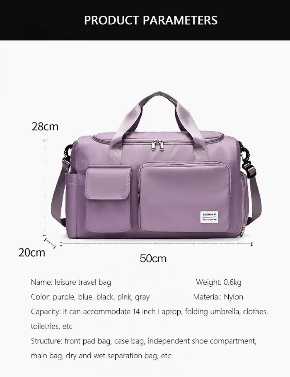 Sac de voyage UNIXINU vue latérale