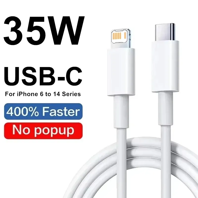 Lot de 3 câbles de charge rapide USB-C PD 35 W pour iPhone 11, 12, 13 mini, 14, 14 Plus, 14 Pro Max, X, XR, XS Max, 6S, 7, 8 et SE 2