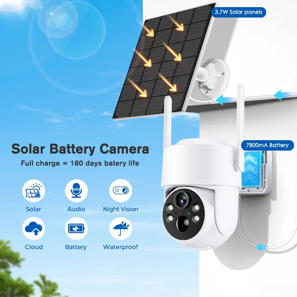 Caméra solaire Wi-Fi 4MP avec batterie intégrée