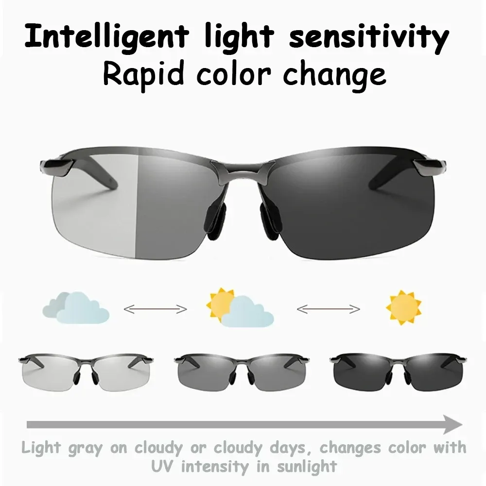 Lunettes de soleil photochromiques polarisées pour homme, conduite jour et nuit - Image 1