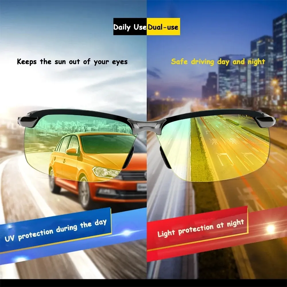Lunettes de soleil photochromiques polarisées pour homme, conduite jour et nuit 6