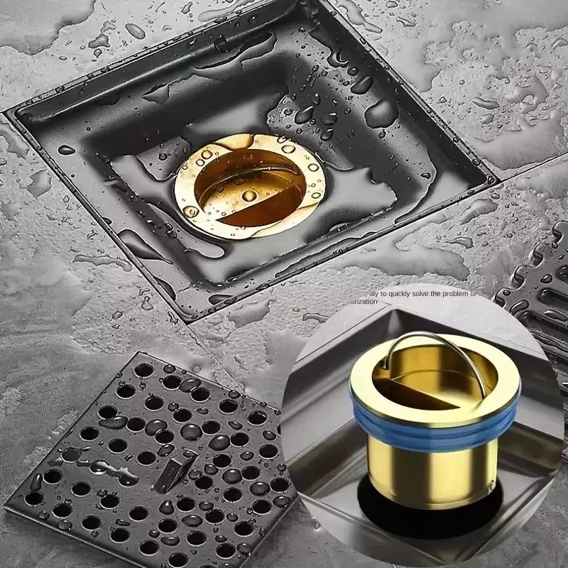 Noyau de siphon de sol tout cuivre anti-odeurs avec grille de protection et filtre à cheveux 2