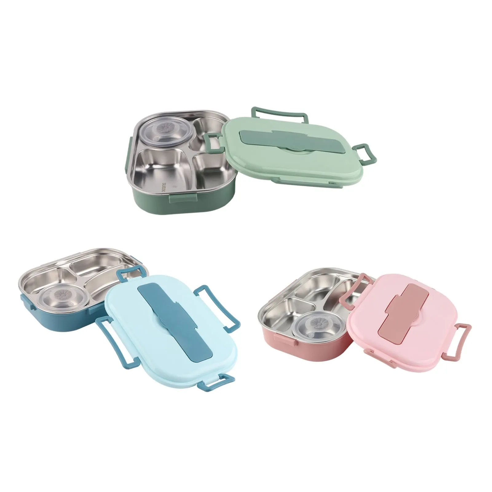 Récipient de stockage alimentaire en acier inoxydable avec 4 compartiments extensibles, boîte à lunch portable et boîte bento pour étudiants et adultes 5