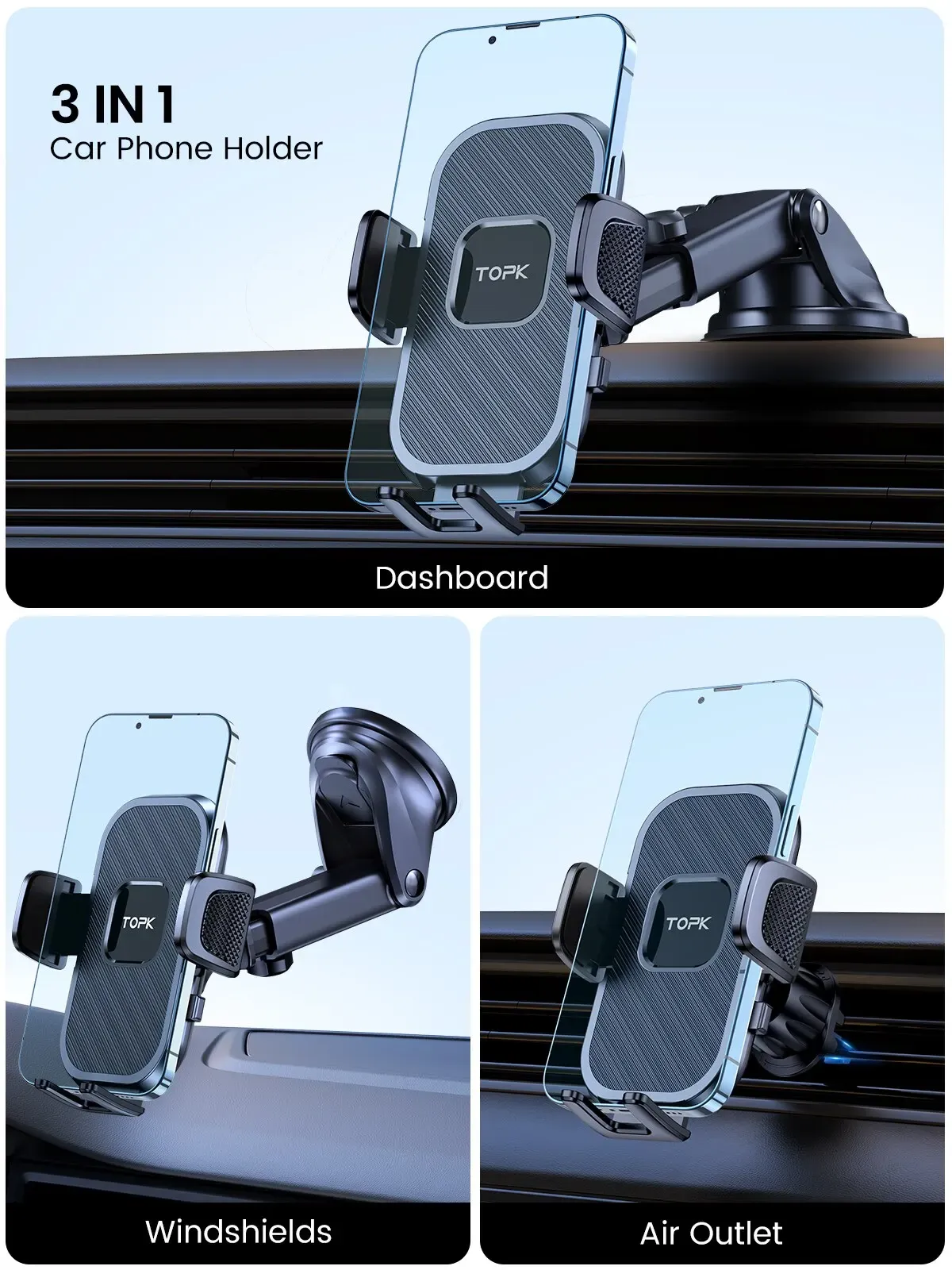 Support de téléphone pour voiture TOPK, présentation finale