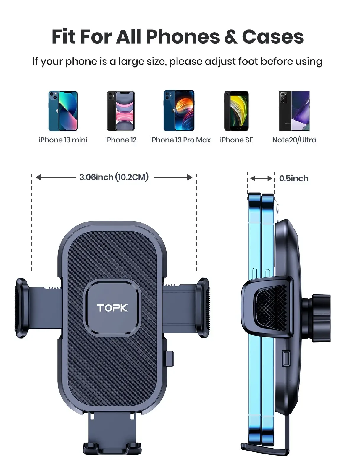 Support de téléphone pour voiture TOPK, détail du mécanisme