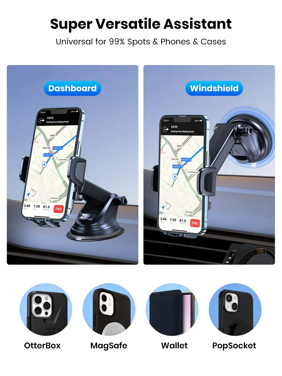 Support de téléphone pour voiture TOPK, mise en situation