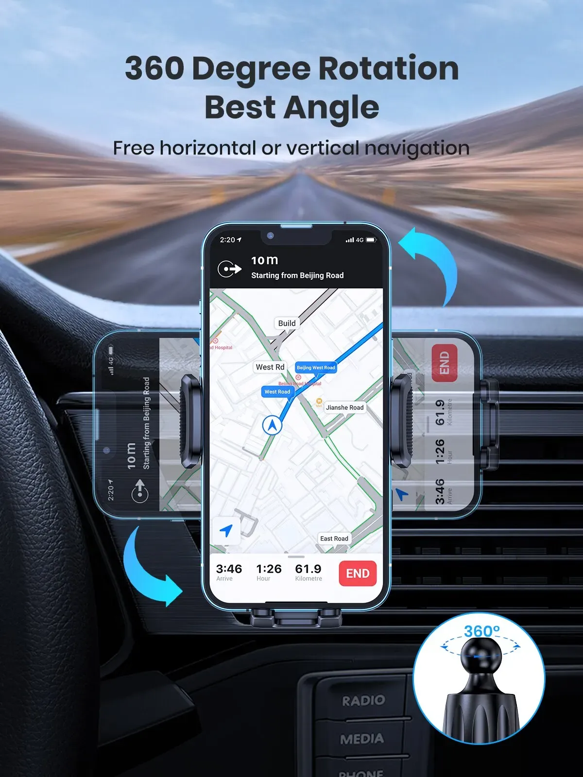 Support de téléphone pour voiture TOPK, utilisation au quotidien