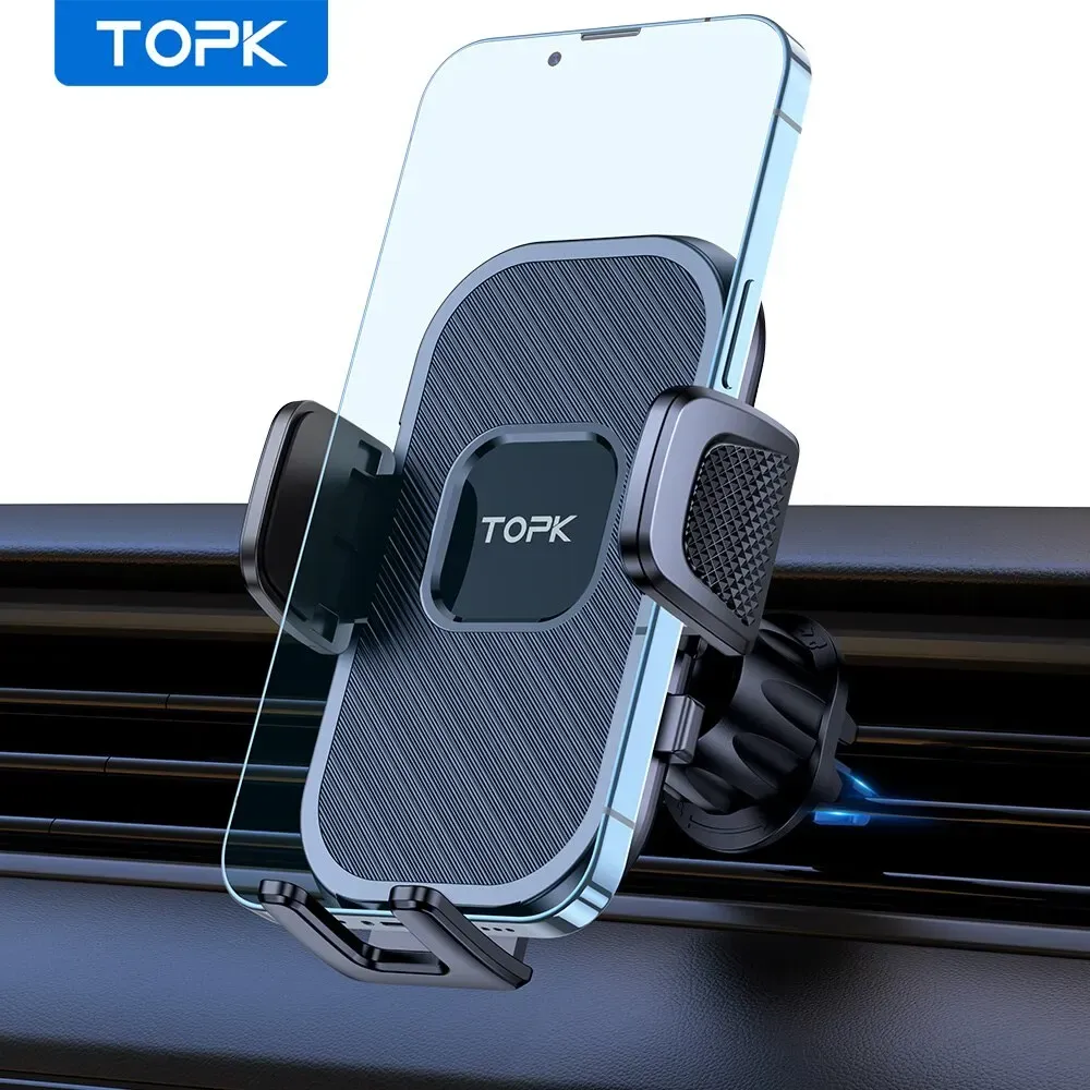 TOPK Support de téléphone de voiture à gravité pour iPhone, Xiaomi et Samsung, pour tableau de bord, pare-brise et grille d'aération 7